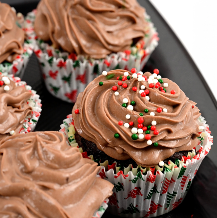 Flourless Festive Brownie Cupcakes With High Protein Frosting