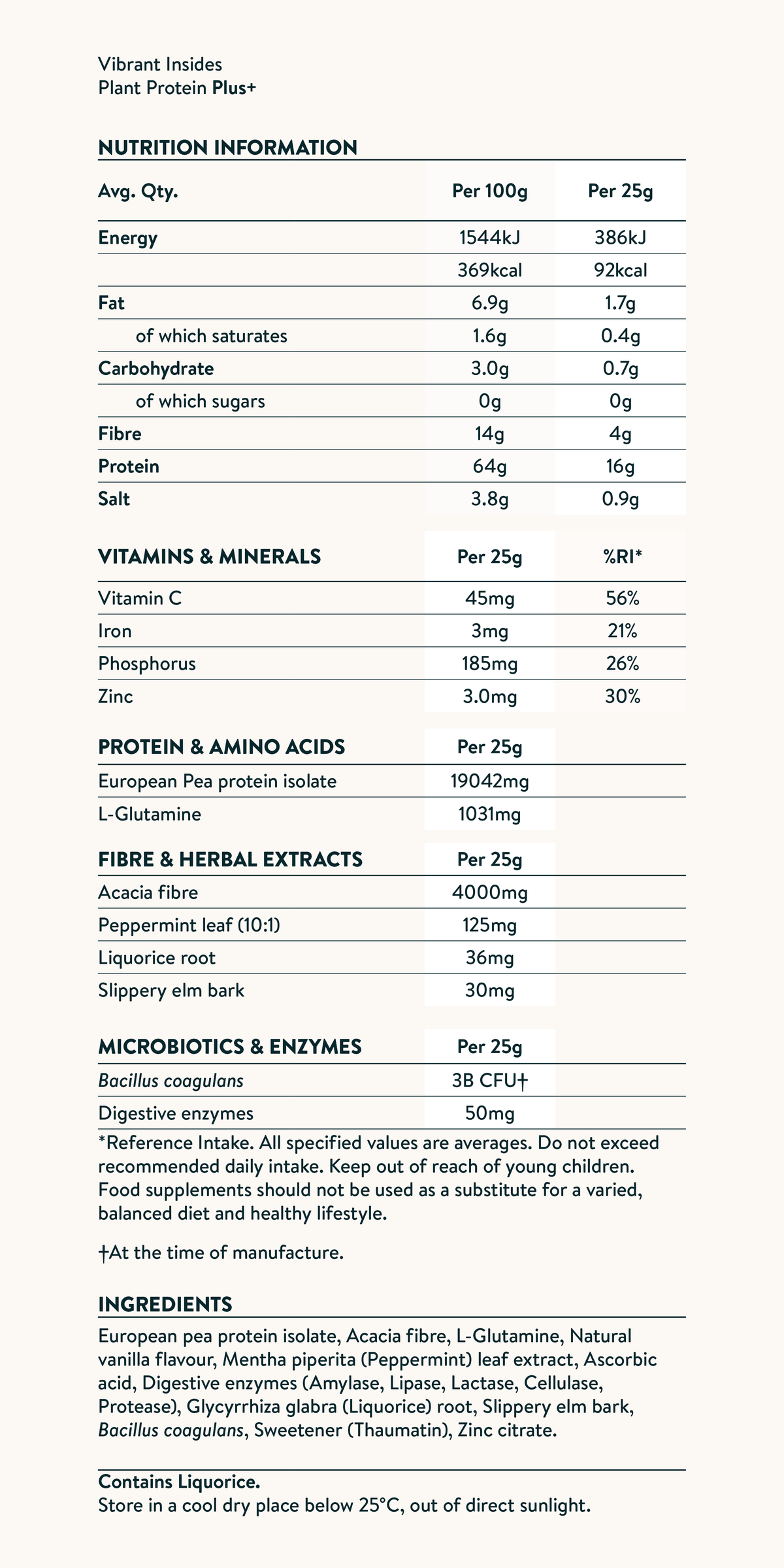 Nutrition facts image